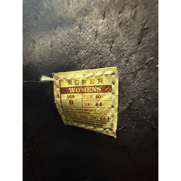 Roper Rowdy Booties Women's 9 Sanded Leather Embroidery Snip Toe Ankle Cut Out - Picture 8 of 11